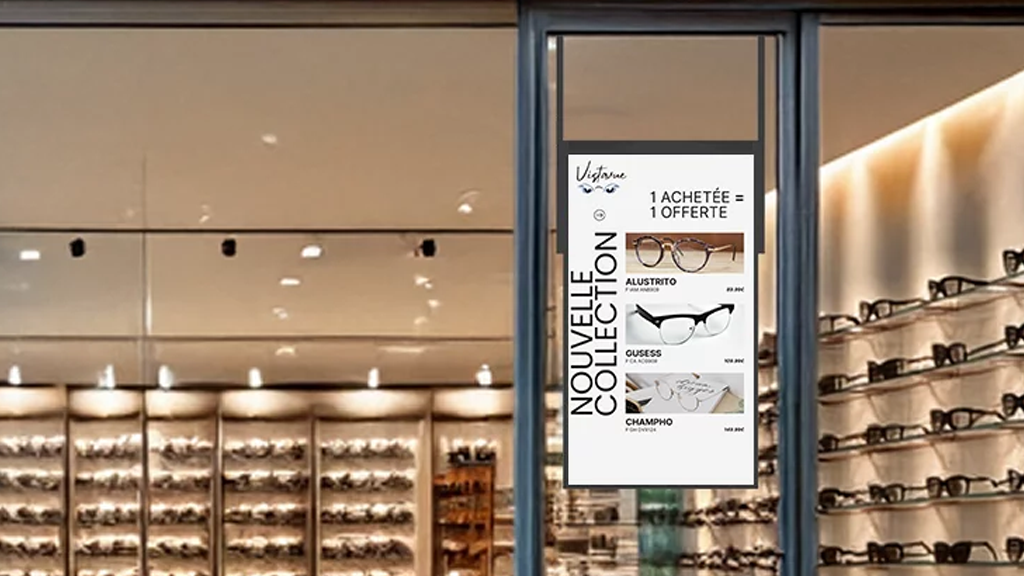 écran pour vitrine de magasin de lunette